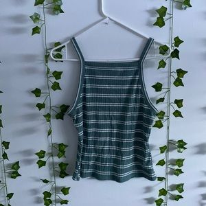 Striped square neck halter top tank